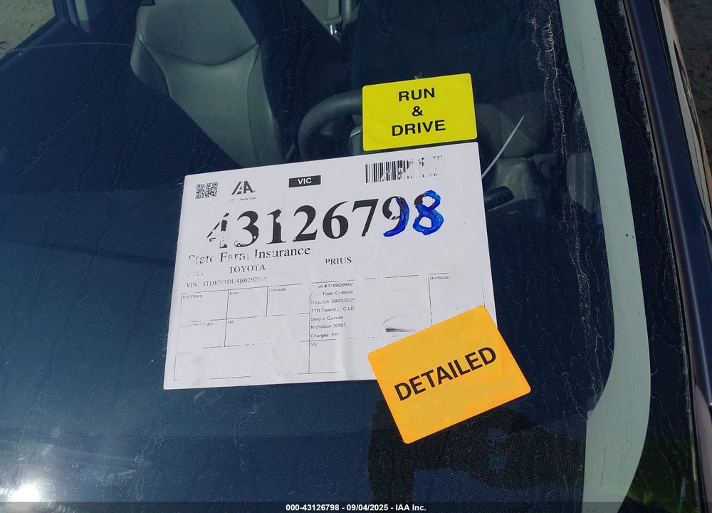 2011 TOYOTA PRIUS VIN: JTDKN3DU4B0292196