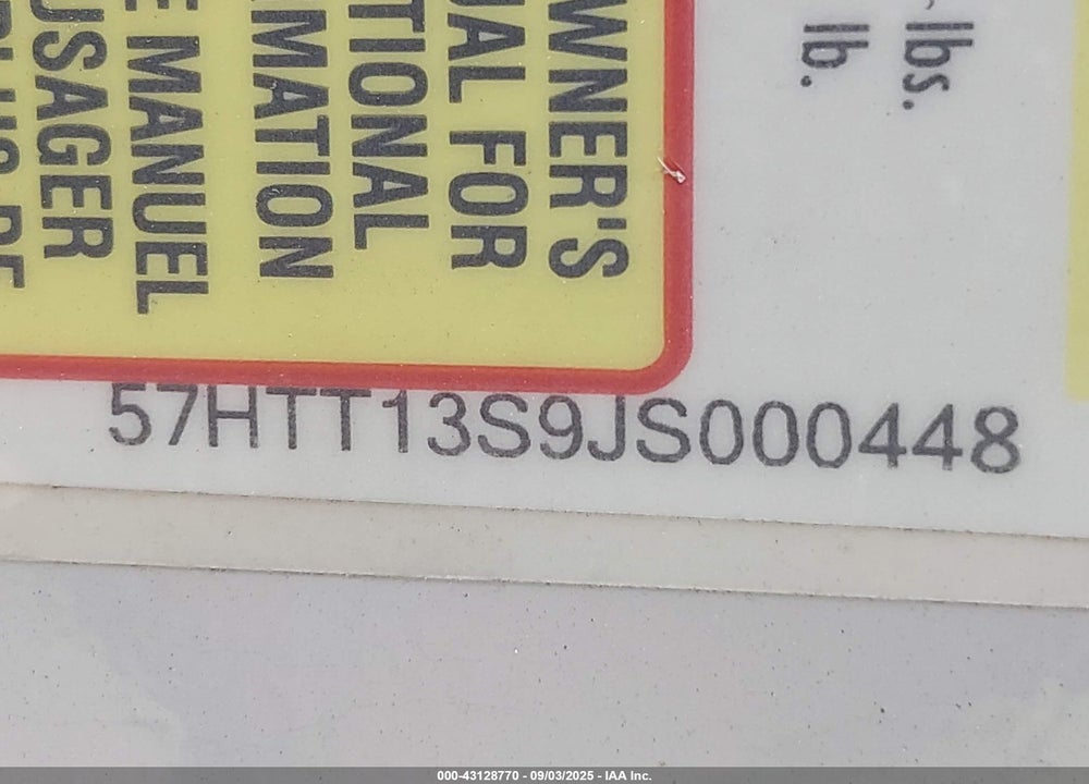 2018 NUCAMP TAB VIN: 57HTT13S9JS000448
