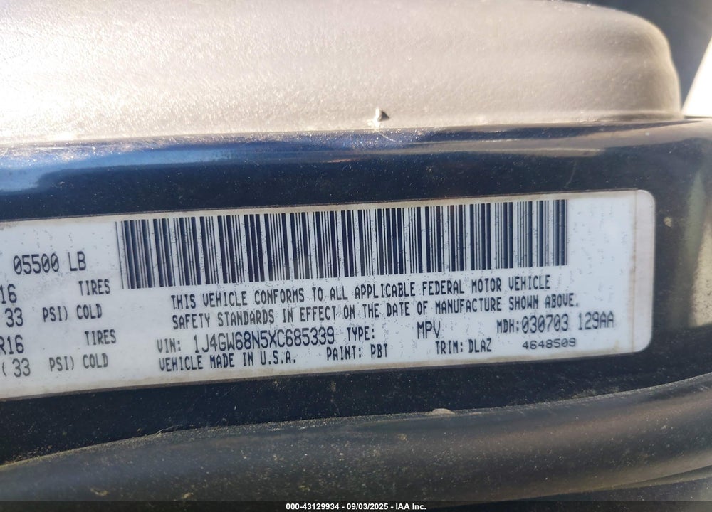 1999 JEEP GRAND CHEROKEE LIMITED VIN: 1J4GW68N5XC685339