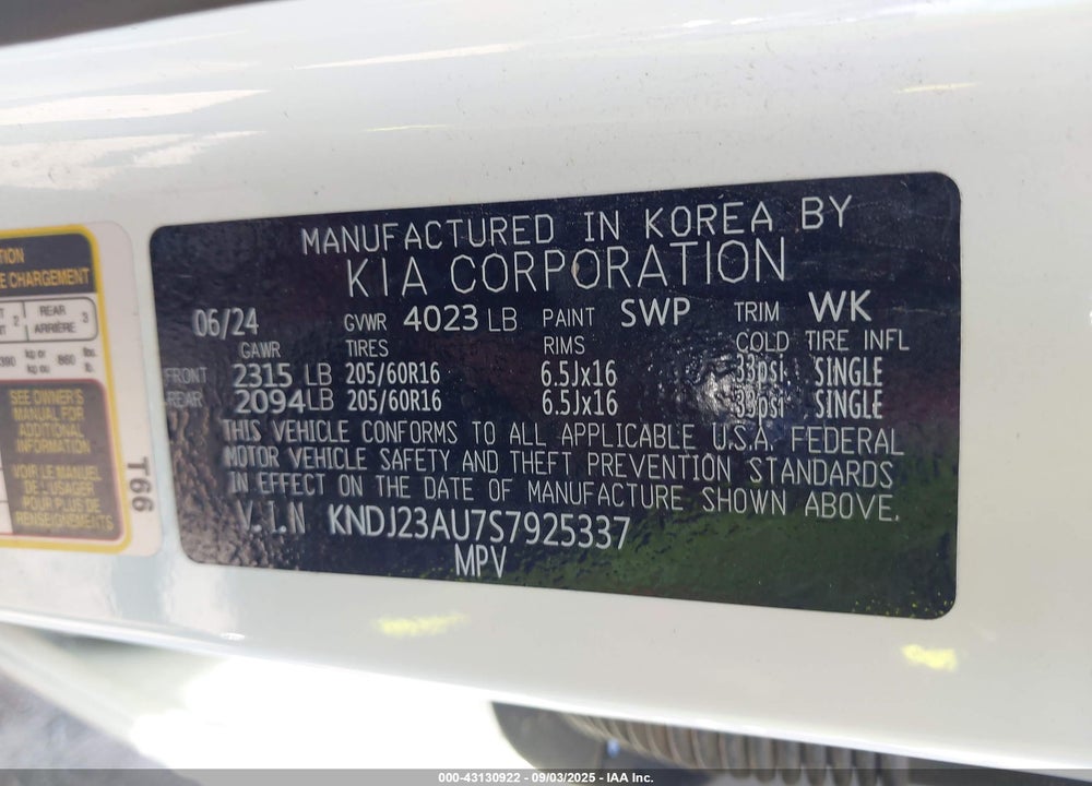 2025 KIA SOUL LX VIN: KNDJ23AU7S7925337