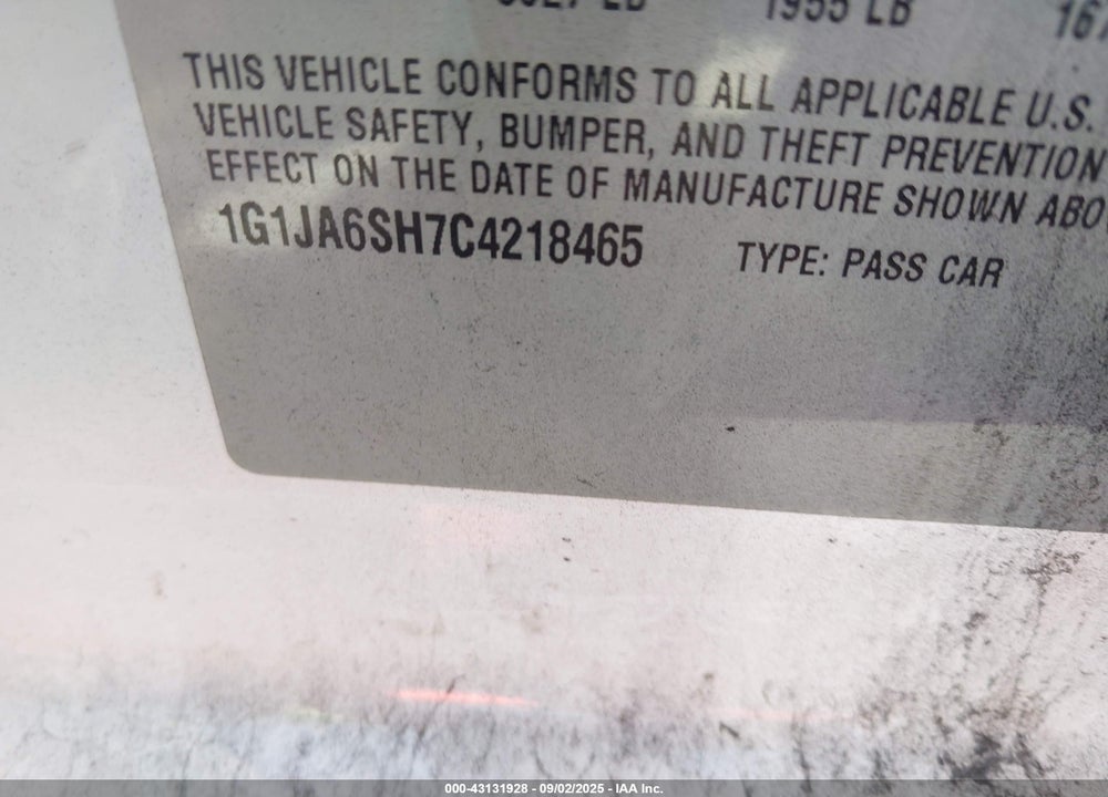 2012 CHEVROLET SONIC 2LS VIN: 1G1JA6SH7C4218465
