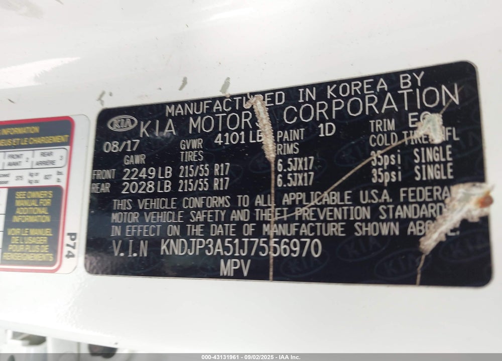 2018 KIA SOUL VIN: KNDJP3A51J7556970