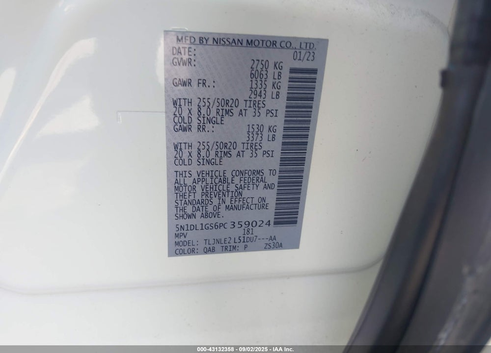 2023 INFINITI QX60 VIN: 5N1DL1GS6PC359024