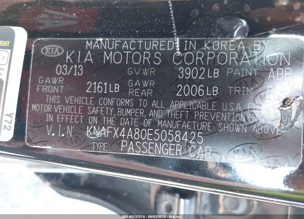 2014 KIA FORTE EX VIN: KNAFX4A80E5058425