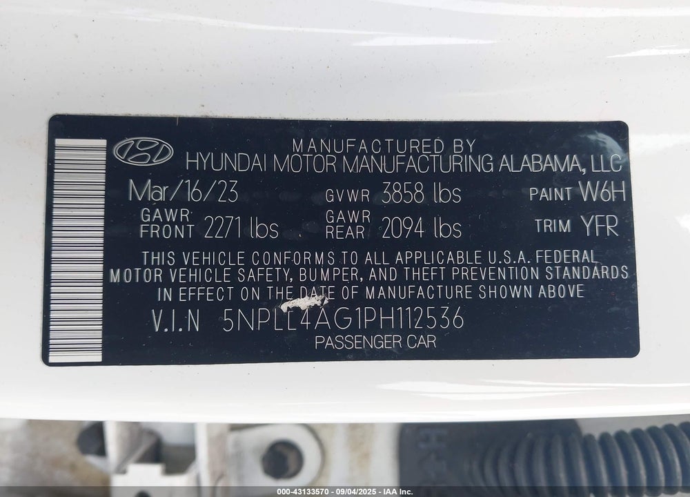 2023 HYUNDAI ELANTRA SE VIN: 5NPLL4AG1PH112536