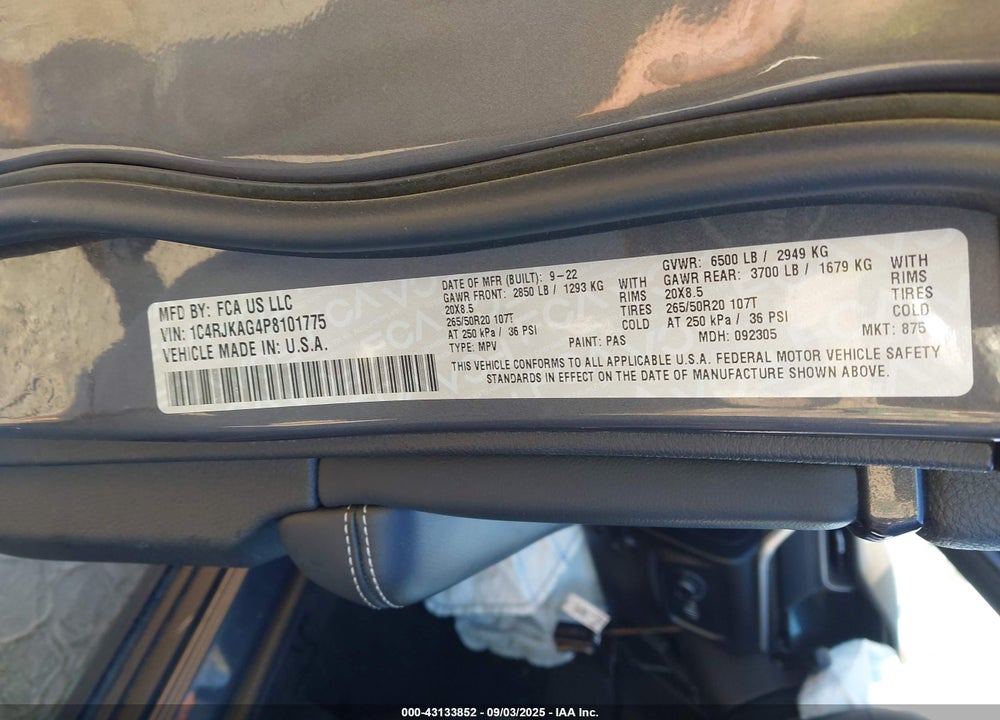 2023 JEEP GRAND CHEROKEE L VIN: 1C4RJKAG4P8101775