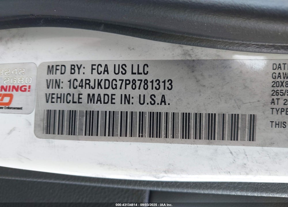 2023 JEEP GRAND CHEROKEE L OVERLAND 4X4 VIN: 1C4RJKDG7P8781313