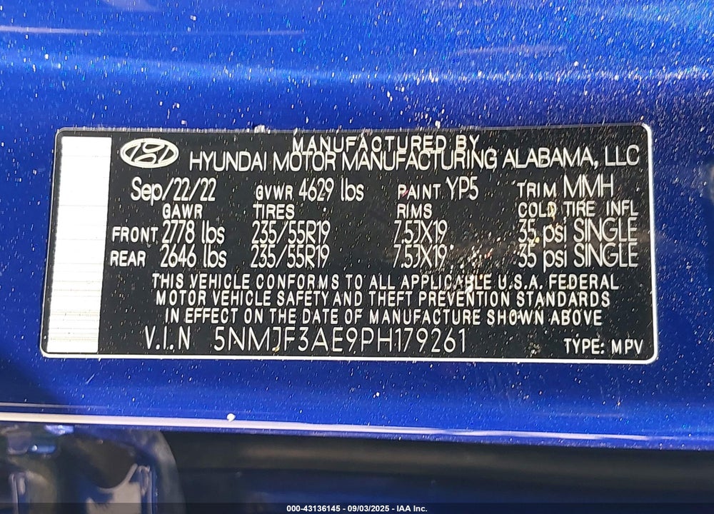 2023 HYUNDAI TUCSON VIN: 5NMJF3AE9PH179261