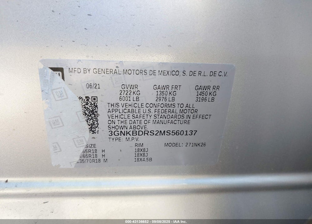 2021 CHEVROLET BLAZER VIN: 3GNKBDRS2MS560137