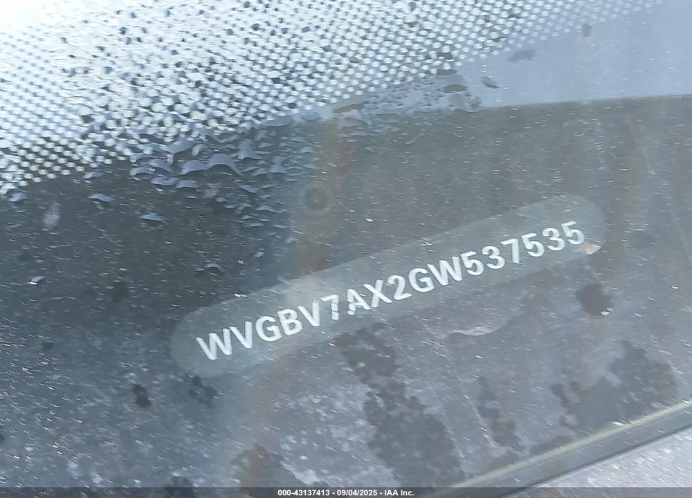 2016 VOLKSWAGEN TIGUAN SEL VIN: WVGBV7AX2GW537535