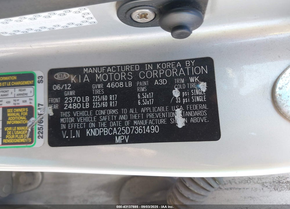 2013 KIA SPORTAGE LX VIN: KNDPBCA25D7361490