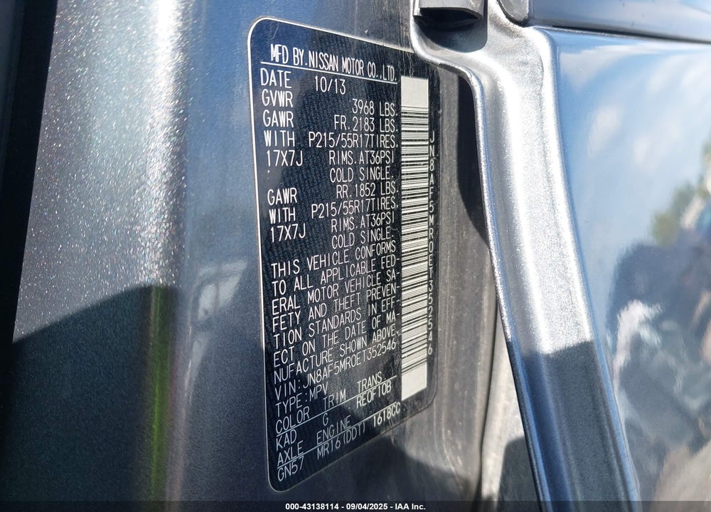 2014 NISSAN JUKE VIN: JN8AF5MR0ET352546