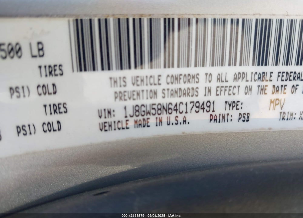 2004 JEEP GRAND CHEROKEE LIMITED VIN: 1J8GW58N64C179491