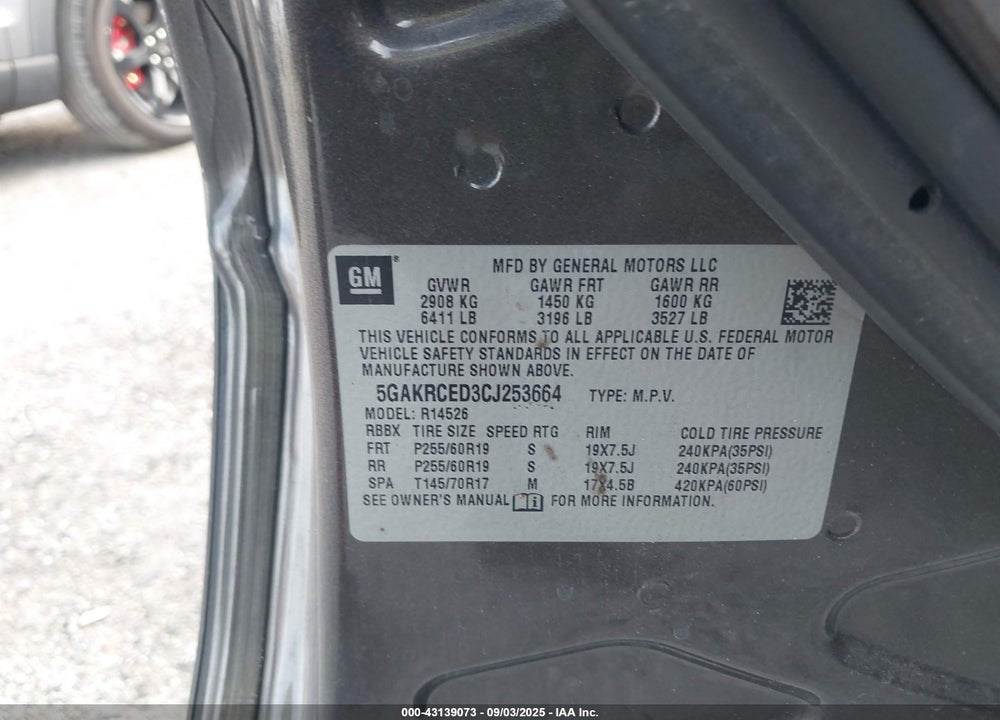 2012 BUICK ENCLAVE VIN: 5GAKRCED3CJ253664