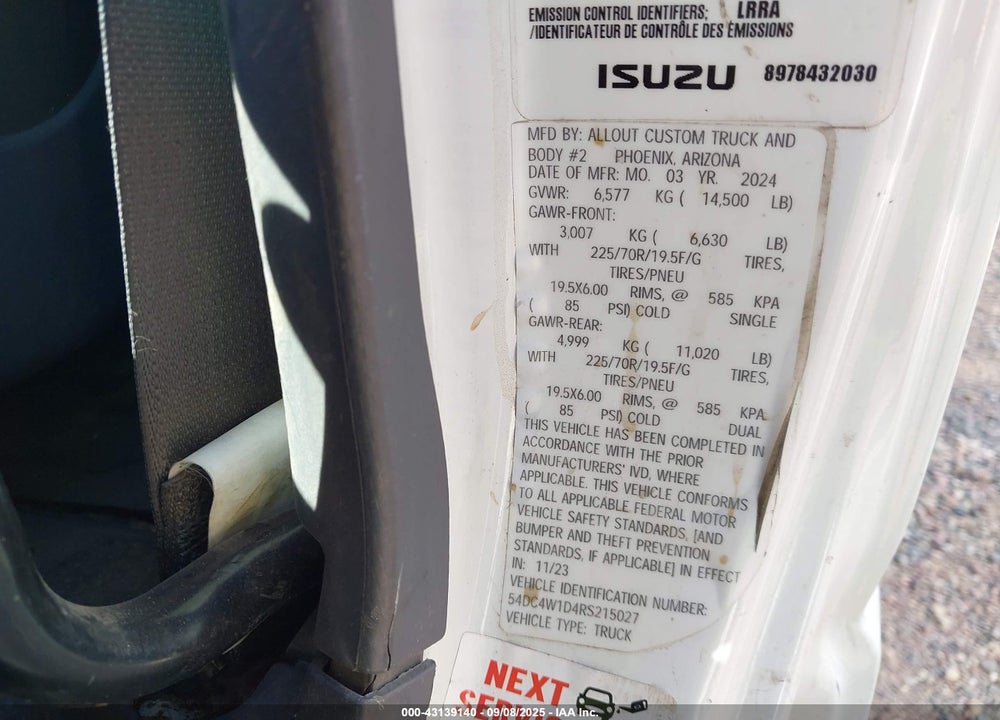 2024 ISUZU NPR HD VIN: 54DC4W1D4RS215027