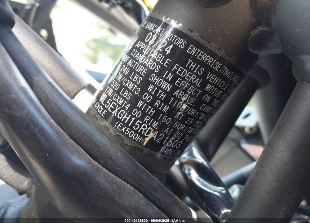 2024 KAWASAKI EX500 H VIN: ML5EXGH15RDA21503