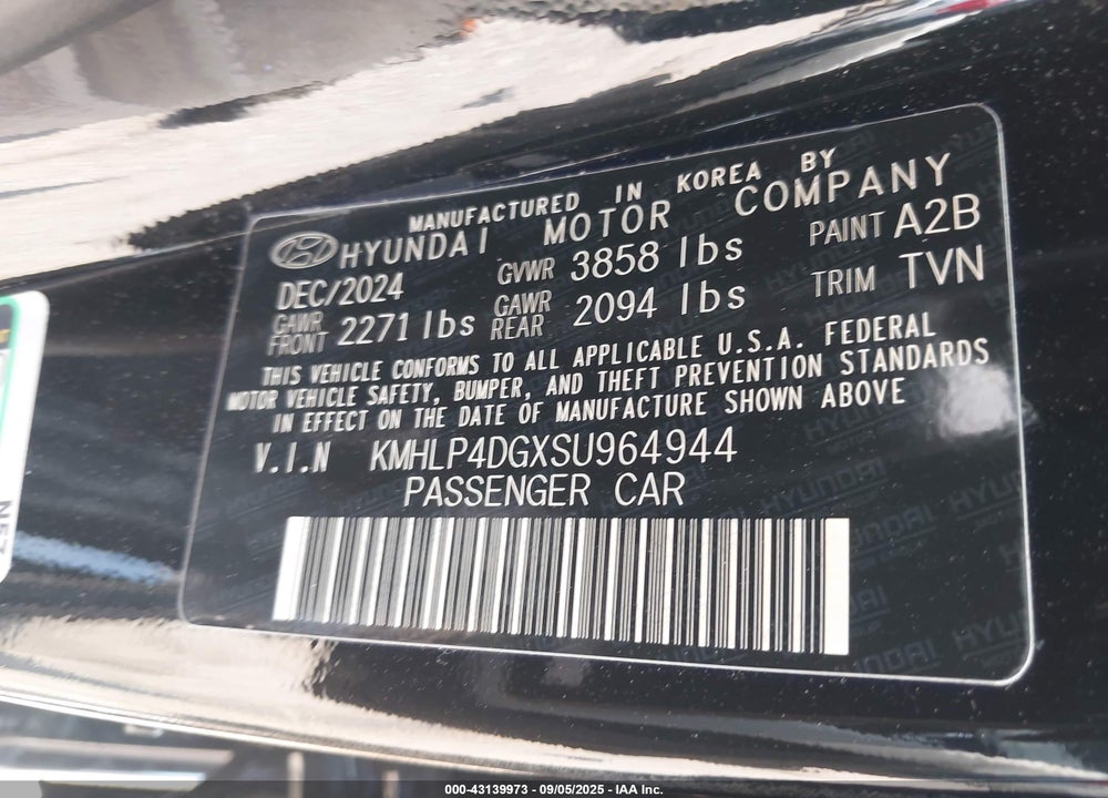 2025 HYUNDAI ELANTRA LIMITED VIN: KMHLP4DGXSU964944