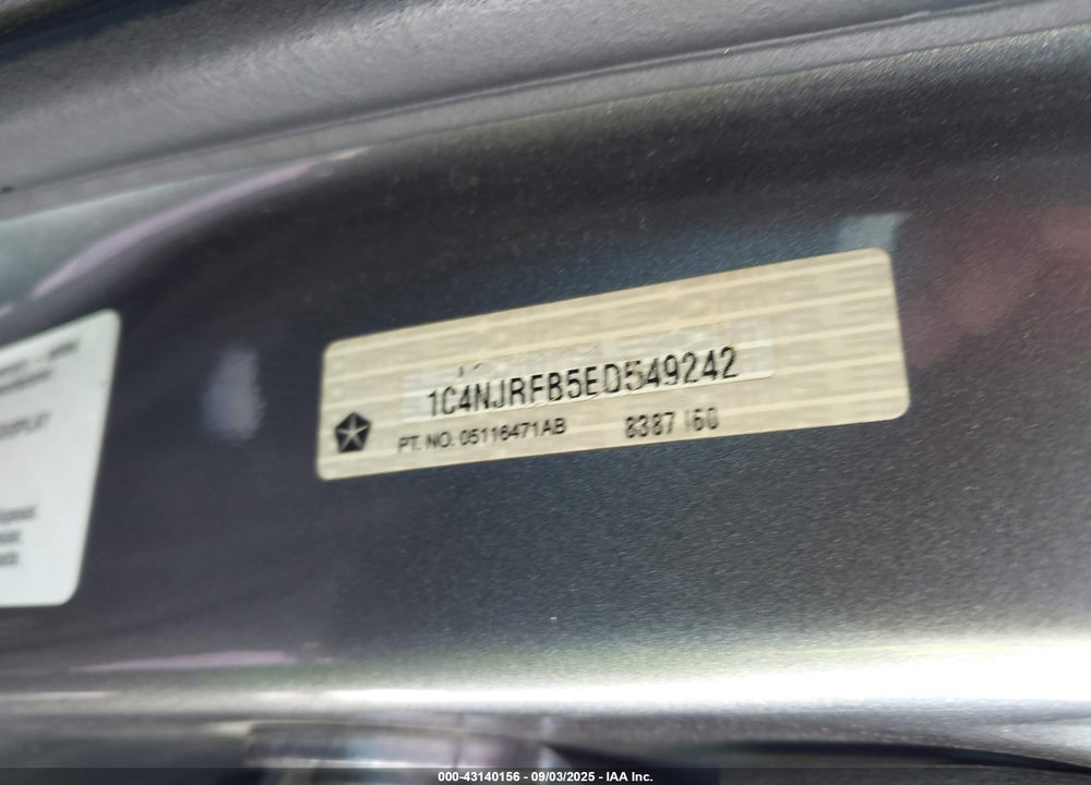 2014 JEEP PATRIOT VIN: 1C4NJRFB5ED549242
