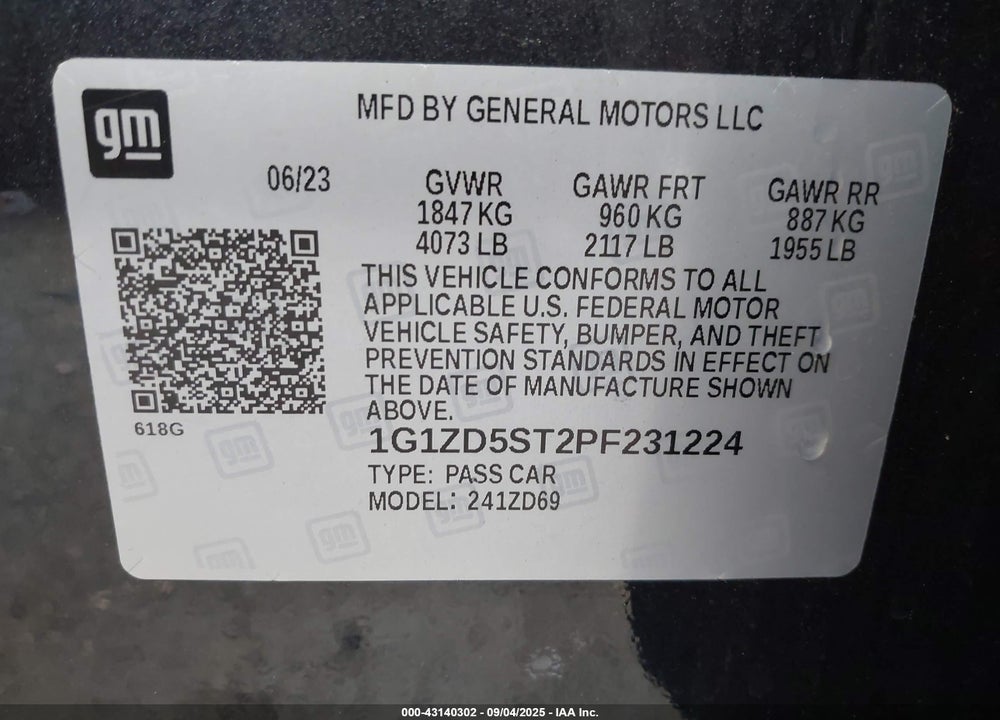 2023 CHEVROLET MALIBU VIN: 1G1ZD5ST2PF231224