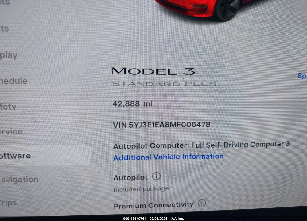 2021 TESLA MODEL 3 VIN: 5YJ3E1EA8MF006478