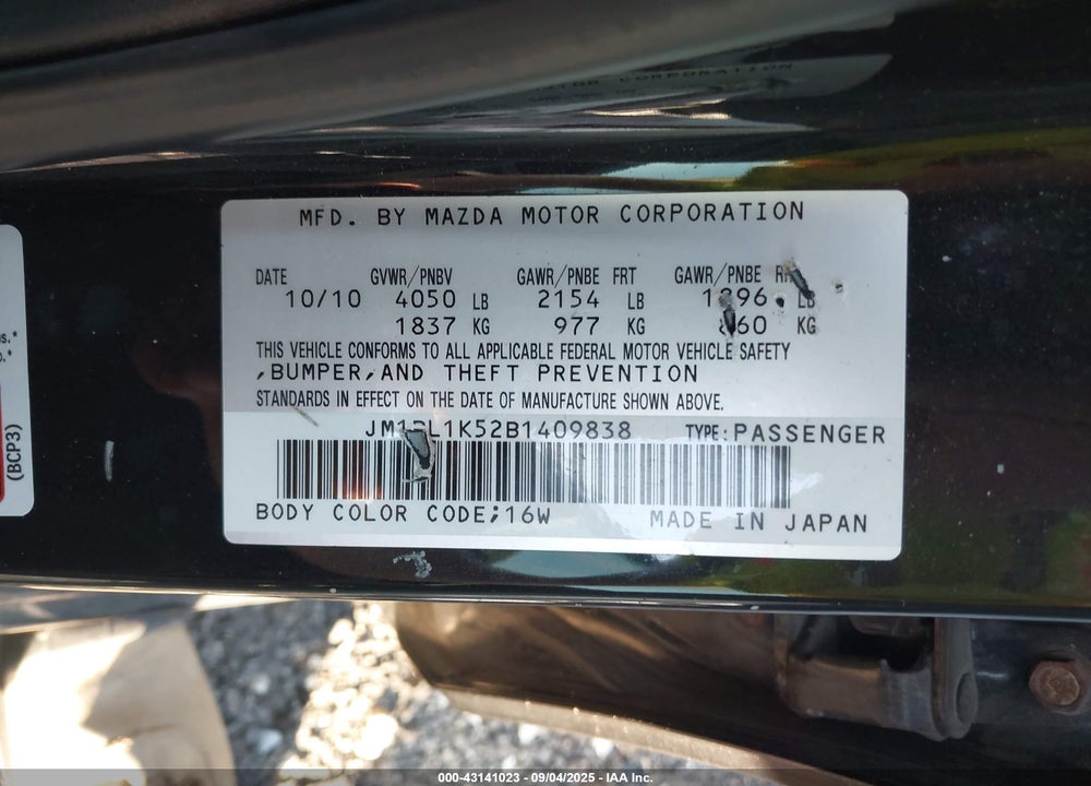 2011 MAZDA 3 S SPORT VIN: JM1BL1K52B1409838