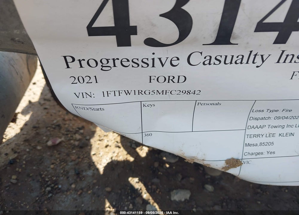 2021 FORD F-150 VIN: 1FTFW1RG5MFC29842