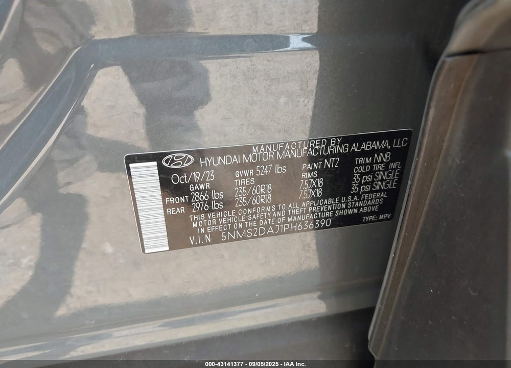 2023 HYUNDAI SANTA FE VIN: 5NMS2DAJ1PH636390