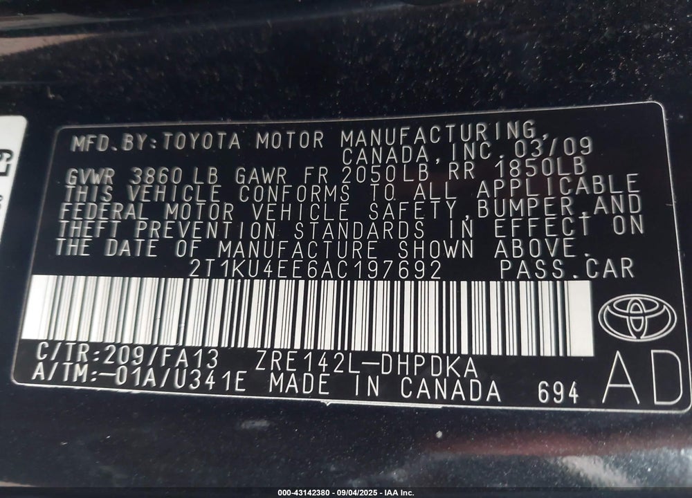 2010 TOYOTA MATRIX VIN: 2T1KU4EE6AC197692