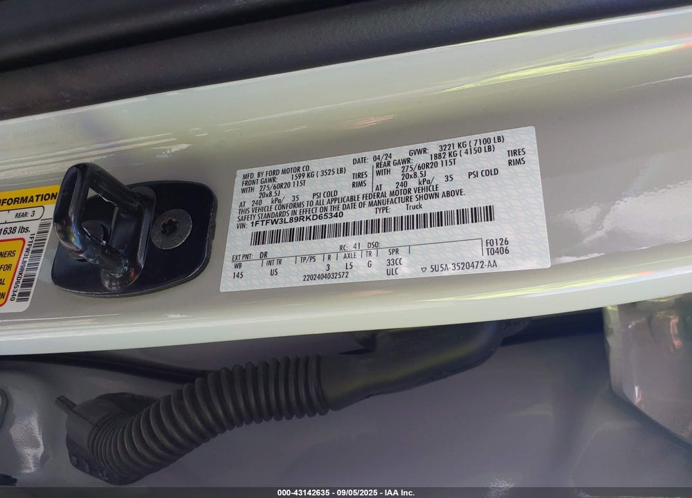 2024 FORD F-150 XLT VIN: 1FTFW3L89RKD65340