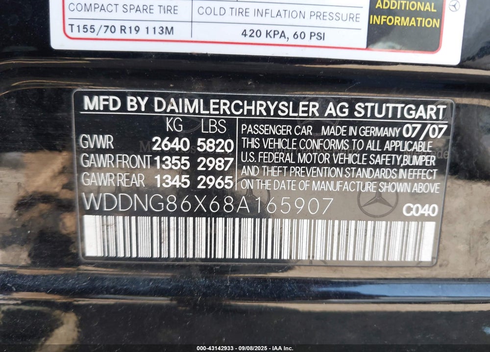 2008 MERCEDES-BENZ S 550 4MATIC VIN: WDDNG86X68A165907