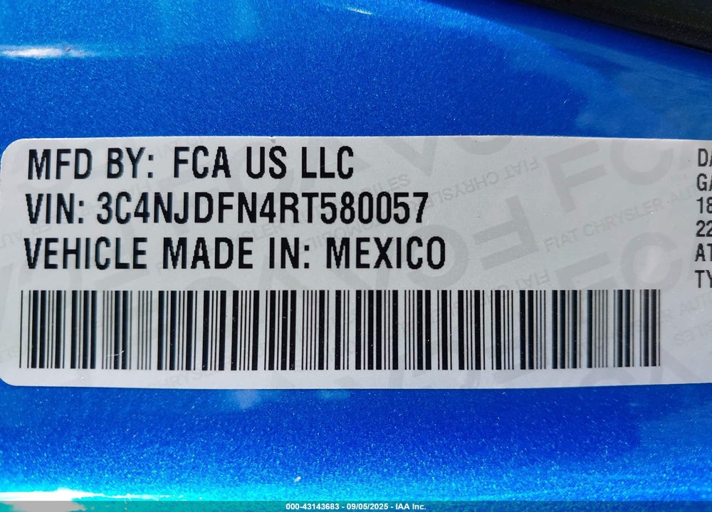 2024 JEEP COMPASS VIN: 3C4NJDFN4RT580057