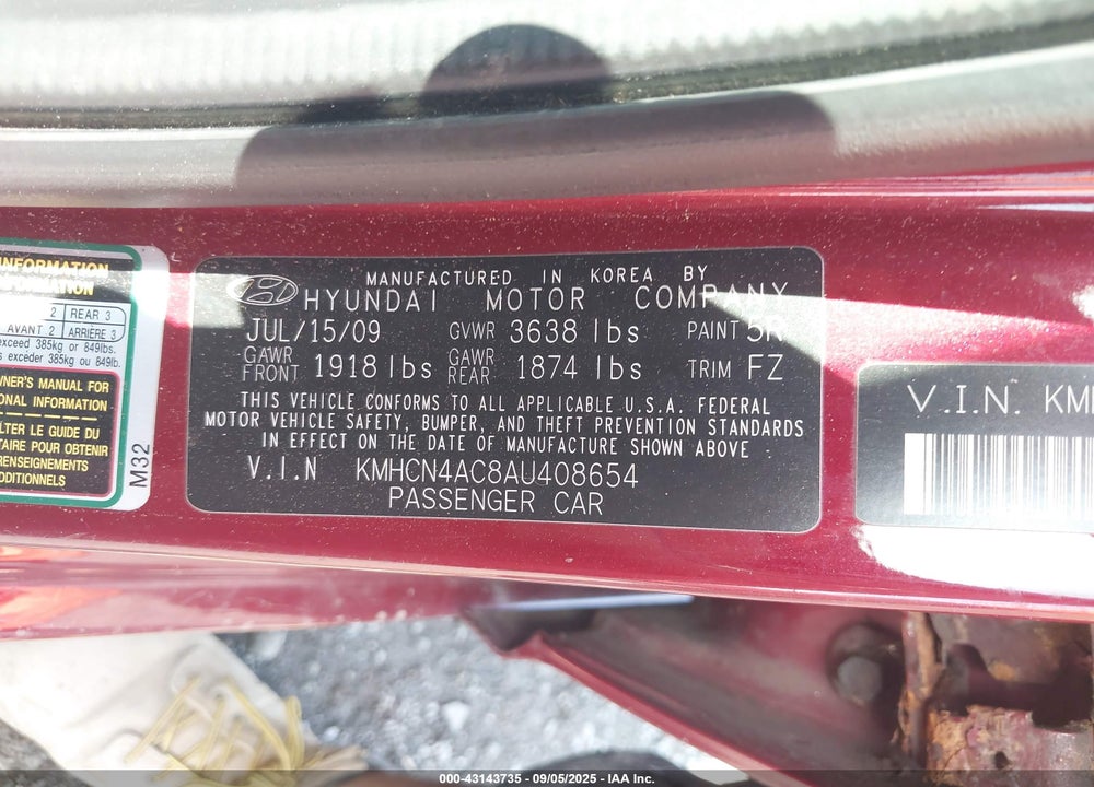 2010 HYUNDAI ACCENT VIN: KMHCN4AC8AU408654