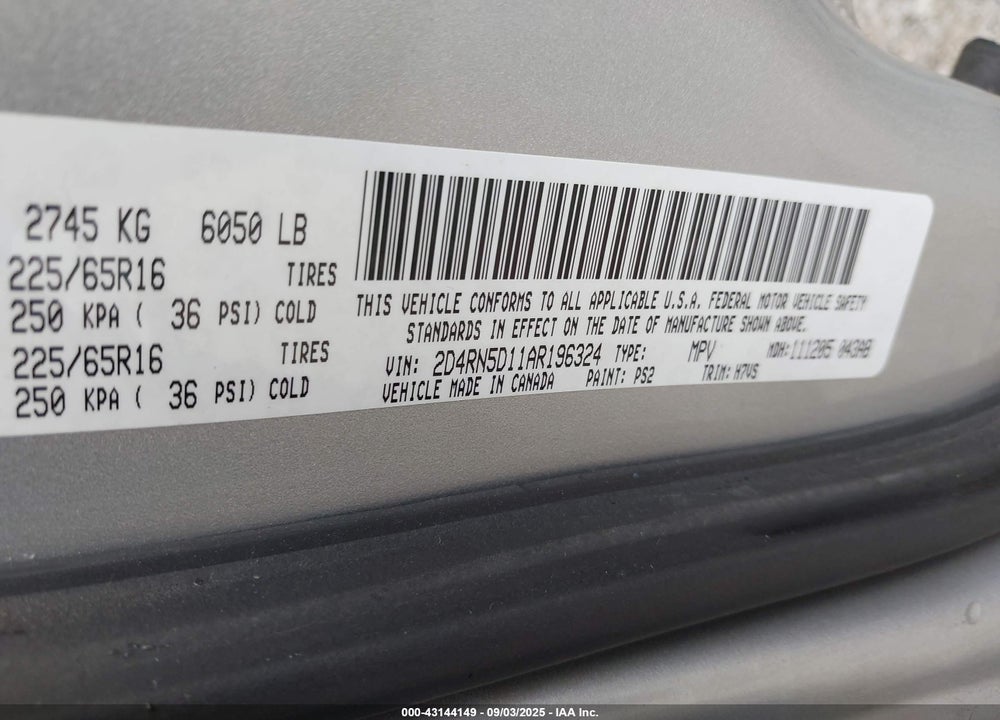 2010 DODGE GRAND CARAVAN SXT VIN: 2D4RN5D11AR196324