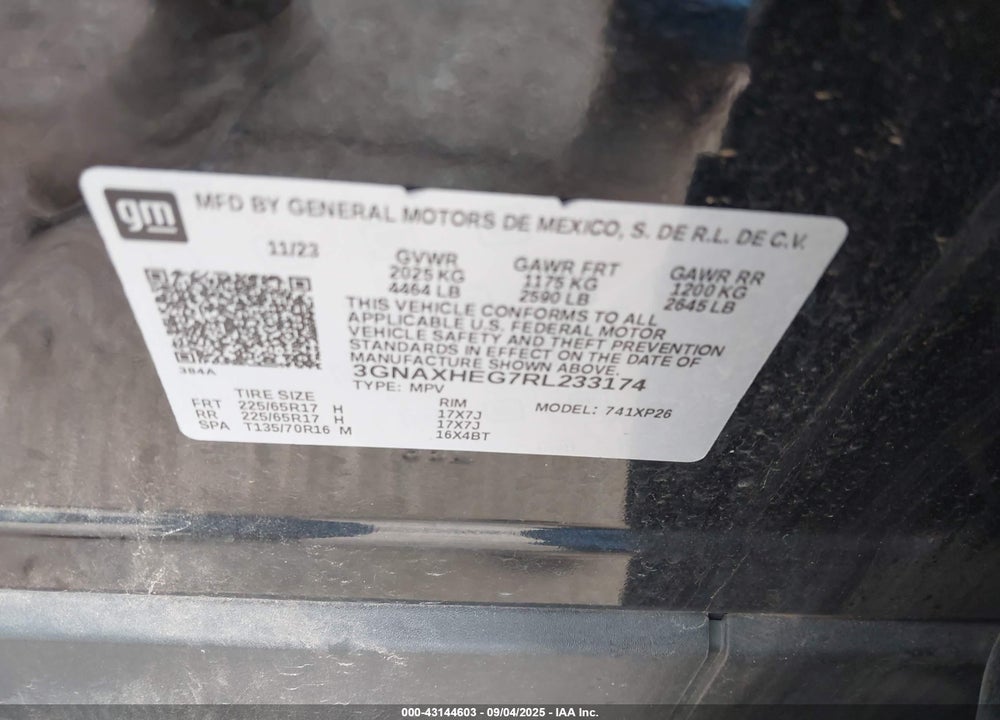 2024 CHEVROLET EQUINOX VIN: 3GNAXHEG7RL233174