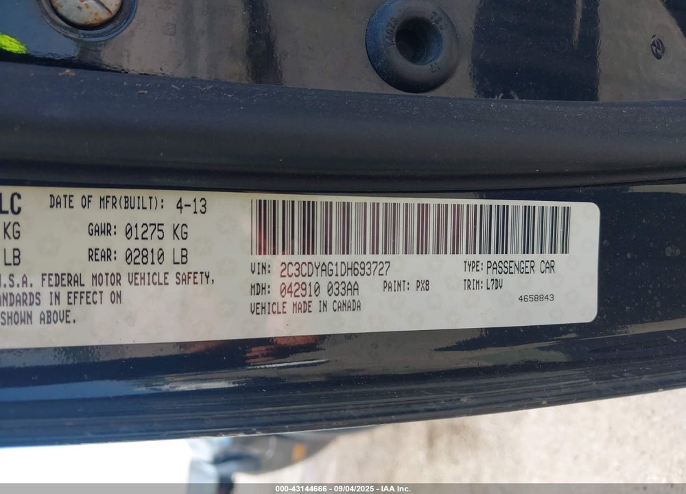 2013 DODGE CHALLENGER SXT VIN: 2C3CDYAG1DH693727