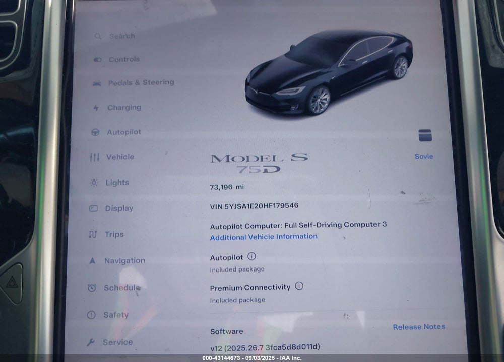 2017 TESLA MODEL S VIN: 5YJSA1E20HF179546