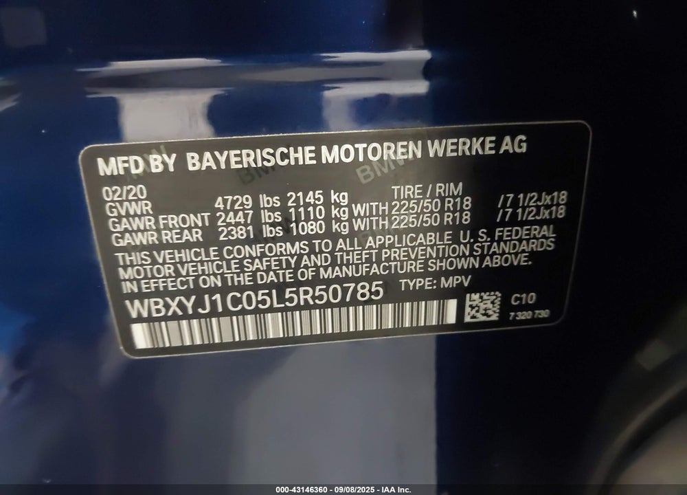 2020 BMW X2 XDRIVE28I VIN: WBXYJ1C05L5R50785