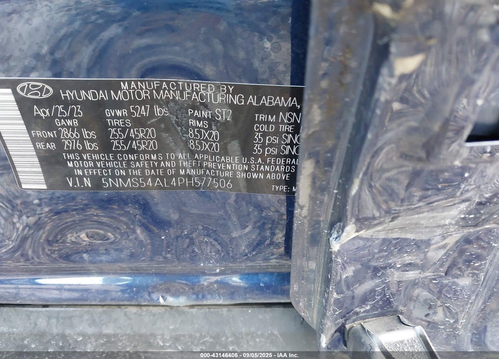 2023 HYUNDAI SANTA FE CALLIGRAPHY VIN: 5NMS54AL4PH577506