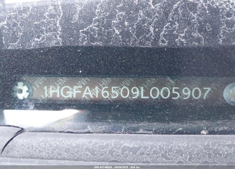 2009 HONDA CIVIC VIN: 1HGFA16509L005907