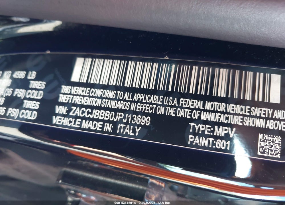 2018 JEEP RENEGADE VIN: ZACCJBBB0JPJ13699