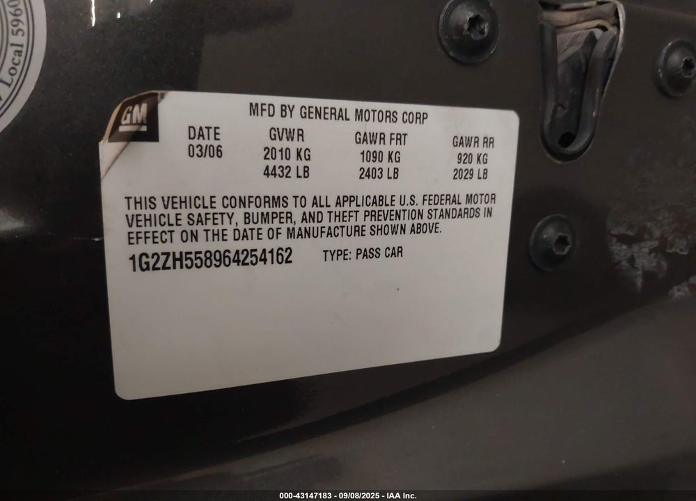 2006 PONTIAC G6 VIN: 1G2ZH558964254162