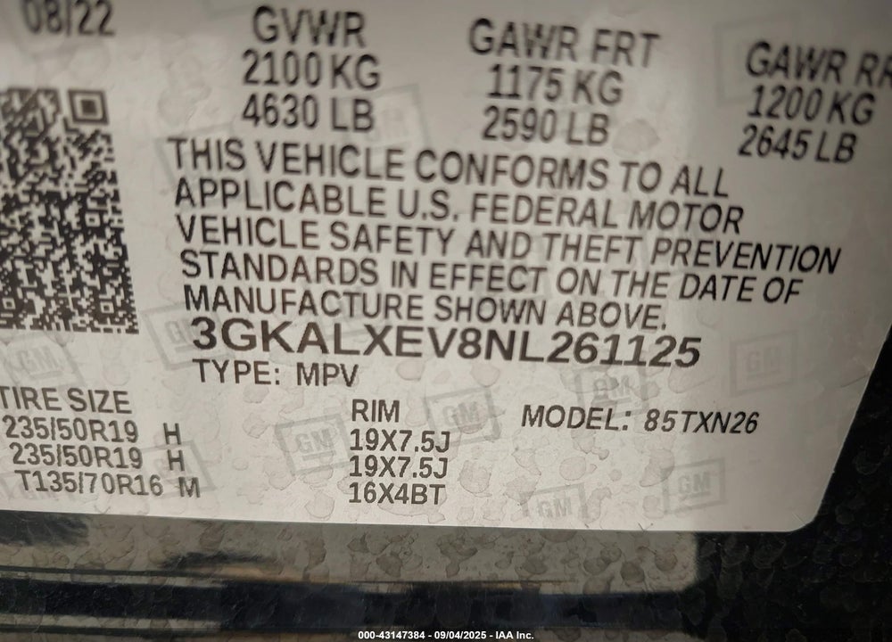 2022 GMC TERRAIN AWD DENALI VIN: 3GKALXEV8NL261125