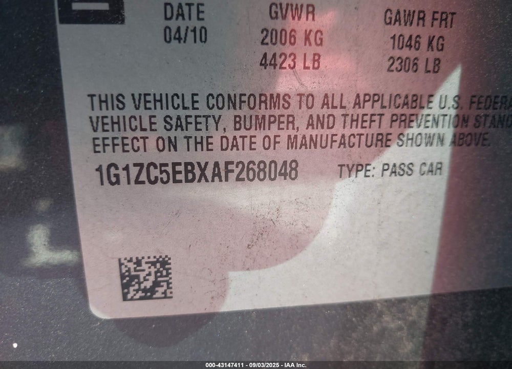 2010 CHEVROLET MALIBU LT VIN: 1G1ZC5EBXAF268048