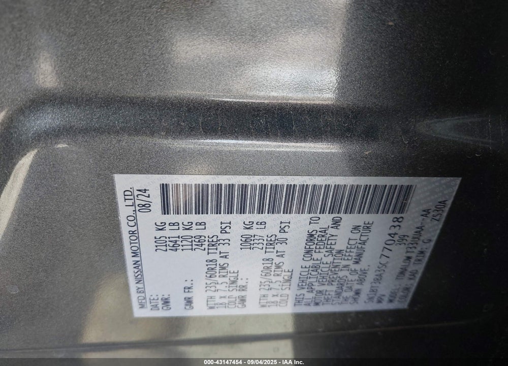 2025 NISSAN ROGUE VIN: 5N1BT3BA3SC770438