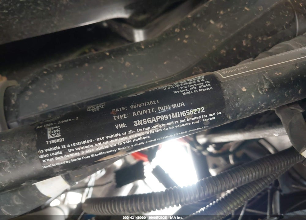 2021 POLARIS GENERAL 1000 PREMIUM VIN: 3NSGAP991MH656272