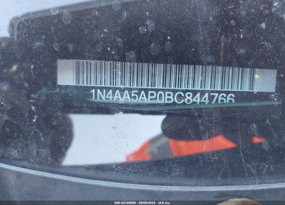 2011 NISSAN MAXIMA VIN: 1N4AA5AP0BC844766