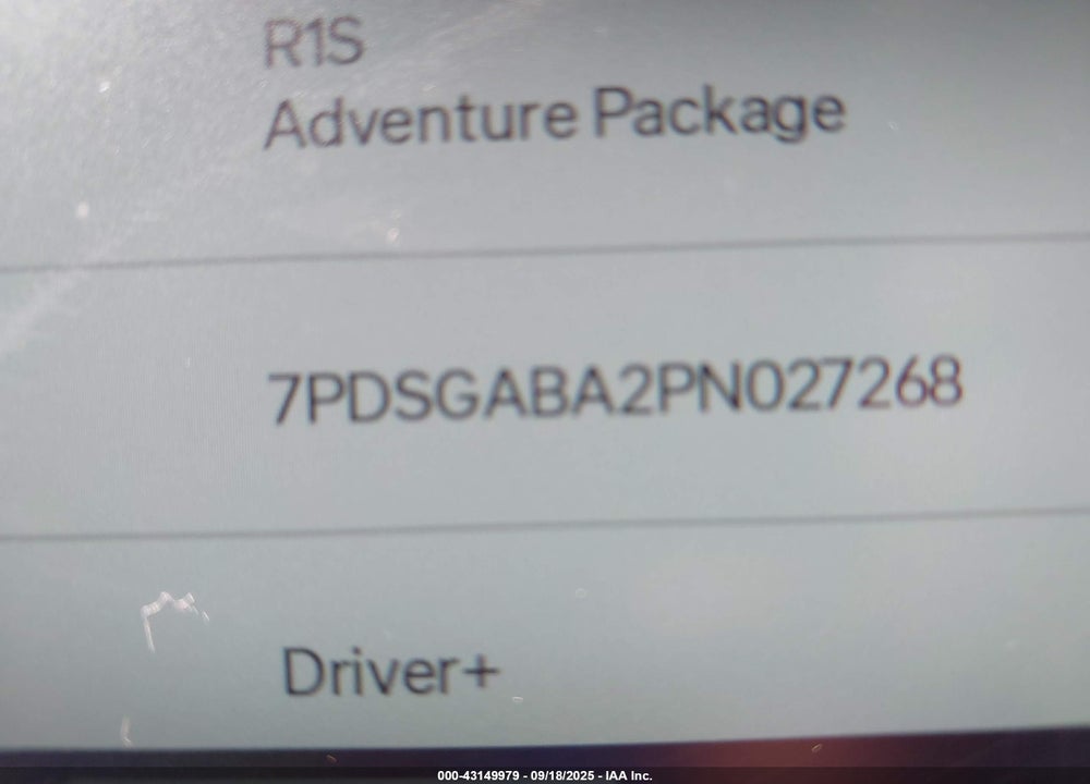 2023 RIVIAN R1S ADVENTURE VIN: 7PDSGABA2PN027268