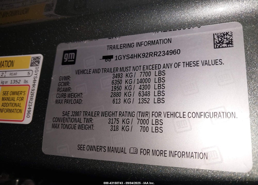 2024 CADILLAC ESCALADE 4WD V-SERIES VIN: 1GYS4HK92RR234960