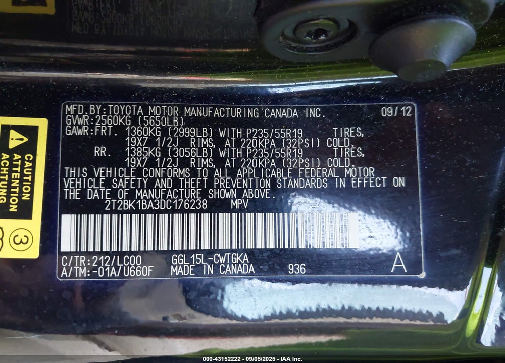2013 LEXUS RX 350 VIN: 2T2BK1BA3DC176238