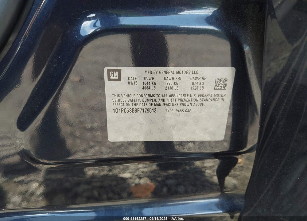 2015 CHEVROLET CRUZE VIN: 1G1PC5SB8F7179513